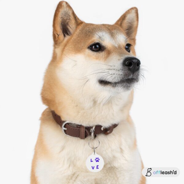 Paw Print Pet Tag | Pet PAW Love Collar Dog for Dogs and Cats | Dog ID Tag | Cat ID Tag | Pet Tag Gift | White Coated Solid Metal Pet Tag - Image 3