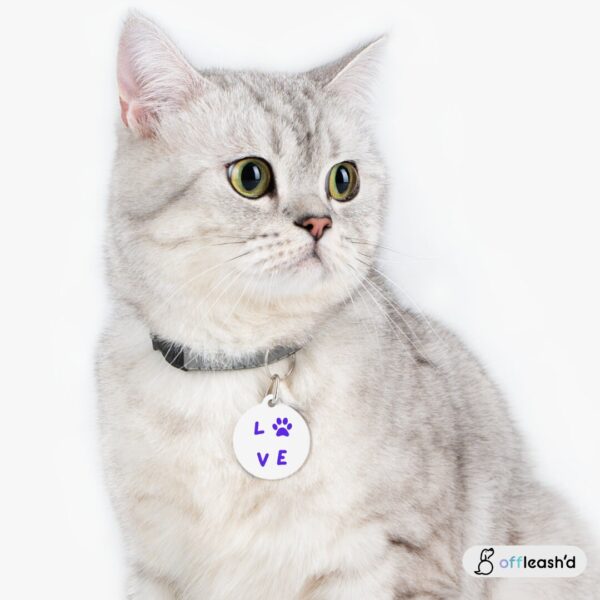 Paw Print Pet Tag | Pet PAW Love Collar Dog for Dogs and Cats | Dog ID Tag | Cat ID Tag | Pet Tag Gift | White Coated Solid Metal Pet Tag - Image 4