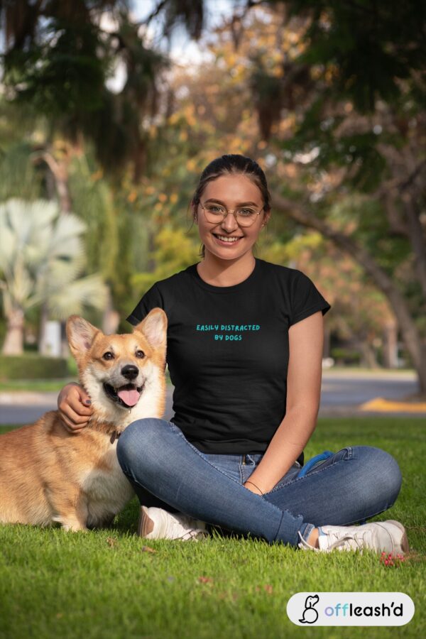 Easily Distracted by Dog Tee for Women | Dog Lover Tee | Dog Mom Tee Gift | Dog T-Shirt | Funny Dog Owner Graphic Tee | Dog Shirt for Women - Image 8